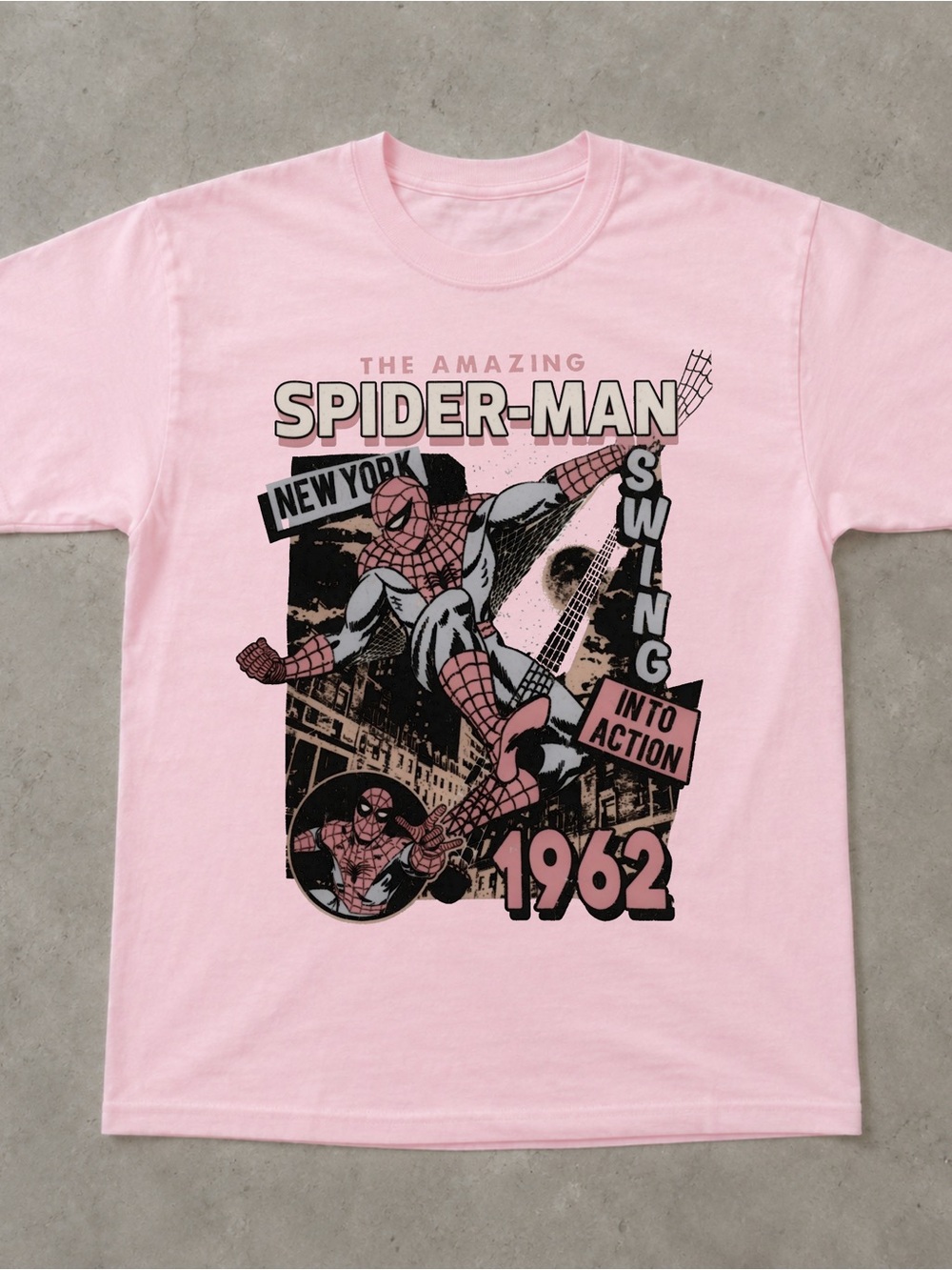 Gildan Pink Spider Comic Graphic Tee